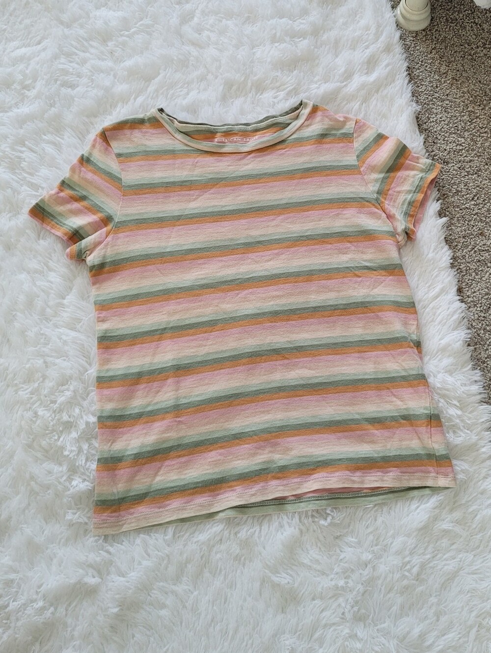 Multi Colored Striped Short Sleeve Shirt | Size S | American Eagle